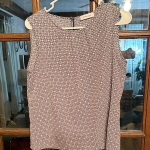 Calvin Klein Womens Navy White Geometric Print Sleeveless Shell Blouse Size M